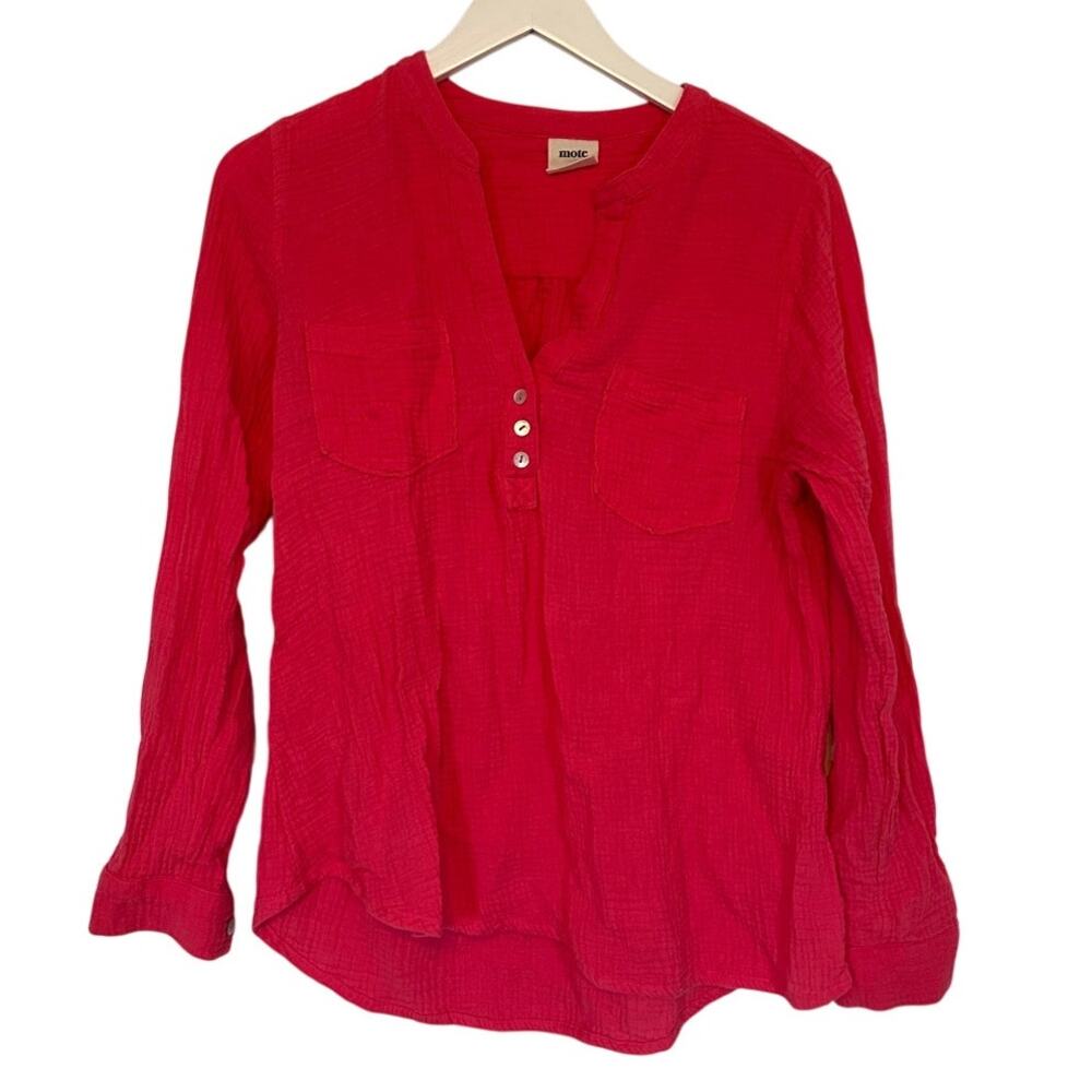Pink Size Large 100% Cotton Coastal Travel Lightweight Long sleeve Top Blouse